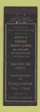 Matchbook Cover - Independent Nite Club Gallup NM low phone #
