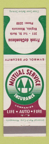 Matchbook Cover - Frank deChambeau Insurance Virginia MN low phone #