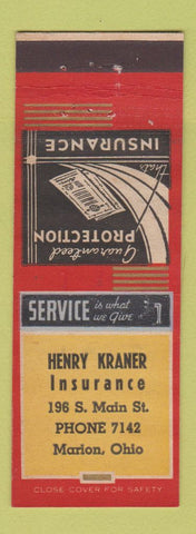 Matchbook Cover - Henry Kraner Insurance Marion OH