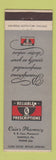 Matchbook Cover - Cain's Drug Store Danville PA low phone #