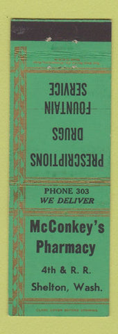 Matchbook Cover - McConkey's Pharmacy Drug Shelton WA low phone #