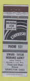Matchbook Cover - Seward Taylor Insurance Hamilton OH low phone # ADVANCE