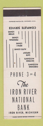 Matchbook Cover - Iron River National Bank Iron Rive MI low phone #