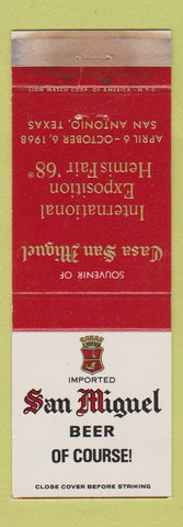 Matchbook Cover - San Miguel Beer 1968 San Antonio TX World's Fair WORN