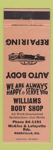 Matchbook Cover - Williams Body Shop Rossville GA