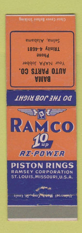 Matchbook Cover - Pamco Piston Rings Bama Auto Parts NAPA Selma AL