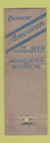 Matchbook Cover - American Beer Baltimore MD WEAR