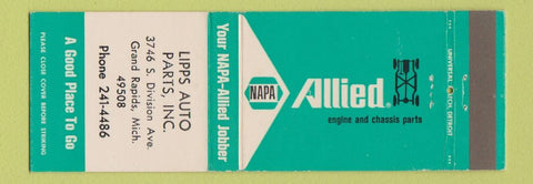 Matchbook Cover - NAPA Auto Parts Lipps Grand Rapids MI