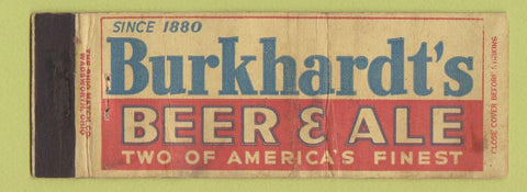 Matchbook Cover - Burkhardt's Beer WORN Full Length