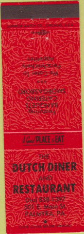 Matchbook Cover - The Dutch Inn Restaurant Palmyra PA red