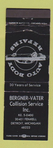 Matchbook Cover - Bergner Vater Auto Body Detroit MI WEAR
