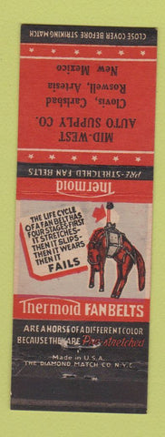 Matchbook Cover - Thermoid Fan Belts Auto Parts Roswell Clovis Carlsbad NM