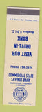 Matchbook Cover - Commercial State Savings Bank Greenville Trufant MI