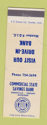 Matchbook Cover - Commercial State Savings Bank Greenville Trufant MI