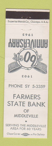Matchbook Cover - Farmers State Bank Middleville MI? 1963