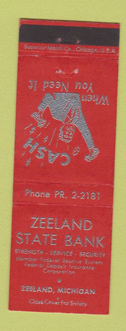 Matchbook Cover - Zeeland State Bank MI