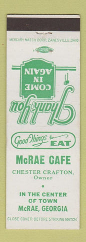 Matchbook Cover - McRae Cafe McRae GA