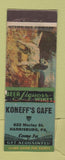 Matchbook Cover - Koneff's Cafe Harrisburg PA