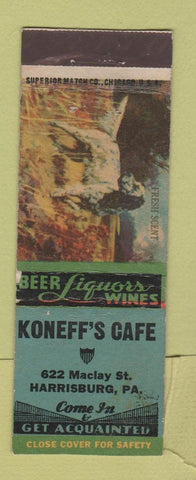Matchbook Cover - Koneff's Cafe Harrisburg PA