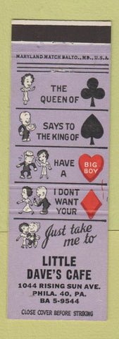 Matchbook Cover - Little Dave's Cafe Philadelphia PA