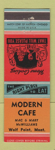 Matchbook Cover - Modern Cafe Wolf Point MT