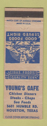 Matchbook Cover - Young's Cafe Houston TX