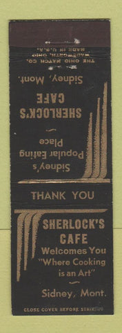 Matchbook Cover - Sherlock's Cafe Sidney MT