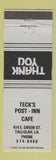 Matchbook Cover - Teck's Post Inn Cafe Tallulah LA