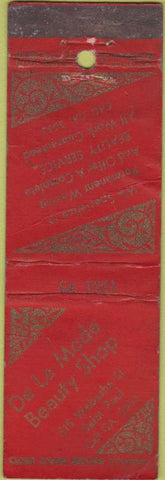 Matchbook Cover - De La Mode Beauty Shop St Paul MN WORN
