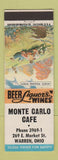 Matchbook Cover - Monte Carlo Cafe Warren OH