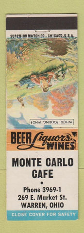 Matchbook Cover - Monte Carlo Cafe Warren OH