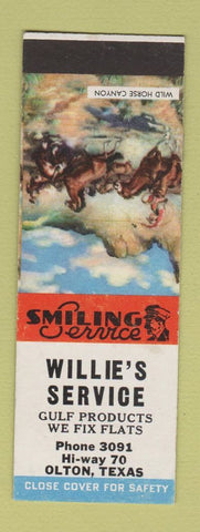 Matchbook Cover - Willie's Gulf oil gas Olton TX SAMPLE