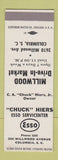Matchbook Cover - Chcuk Hiers Esso oil gas Columbia SC SAMPLE