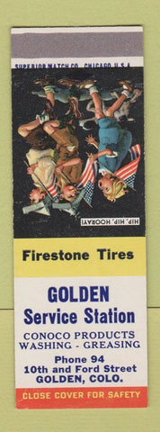 Matchbook Cover - Golden Service oil gas Conoco Golden Colorado SAMPLE