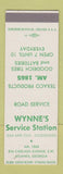 Matchbook Cover - Wynne's Service Texaco oil gas Atlanta GA SAMPLE