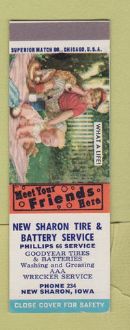 Matchbook Cover - New Sharon Tire Battery Phillips 66 oil gas IA SAMPLE
