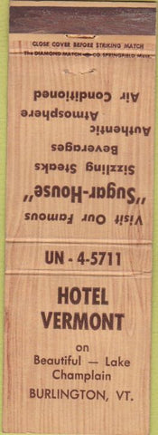 Matchbook Cover - Hotel Vermont Burlington VT