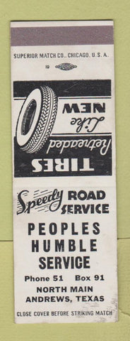 Matchbook Cover - Peoples Humble oil gas Andrews TX SAMPLE