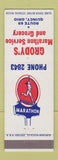 Matchbook Cover - Marathon oil gas Grody's Grocery Quincy OH
