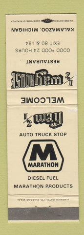 Matchbook Cover - Marathon oil gas Wayhouse Restaurant Kalamazoo MI