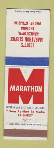 Matchbook Cover - Marathon oil gas Scott's Jamestown IN