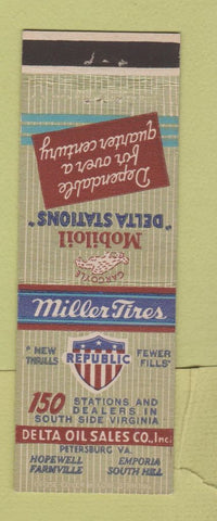 Matchbook Cover - Mobil oil gas Republic Hopewell Emporia Petersburg VA
