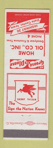 Matchbook Cover - Home Oil Mobil oil gas State Center IA low phone #