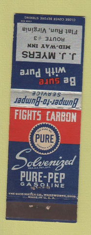 Matchbook Cover - Pure oil gas JJ Myers Inn Flat Run VA
