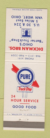 Matchbook Cover - Pure oil gas Dickman Bros Van Wert OH