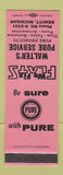 Matchbook Cover - Walter's Pure oil gas Dewitt MI