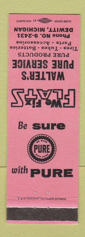 Matchbook Cover - Walter's Pure oil gas Dewitt MI
