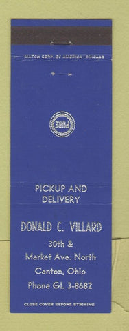 Matchbook Cover - Pure oil gas Donald Villard Canton OH