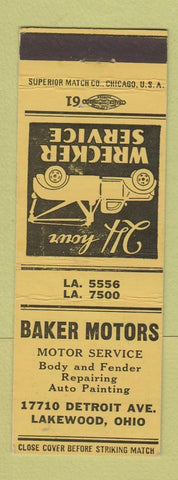 Matchbook Cover - Baker Motors Lakewood OH