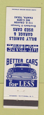 Matchbook Cover - Billy Daniels Garage Pampa TX